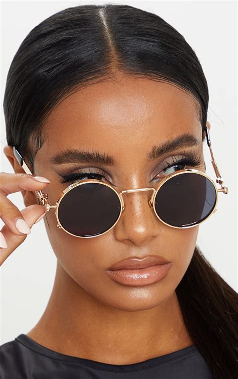 round sunglasses gold frame